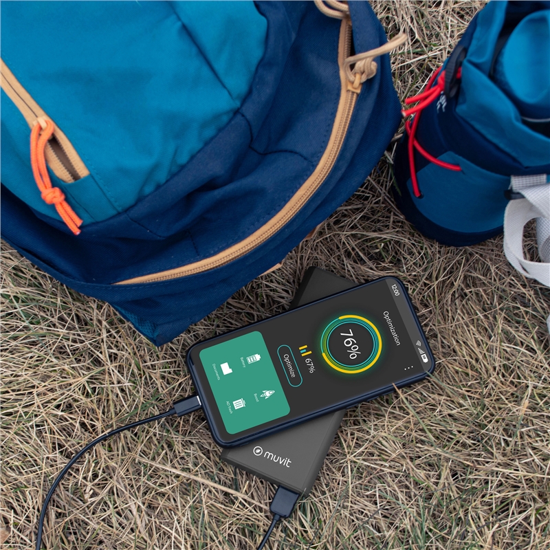 muvit for change power bank 10000 mAh USB A 2,4A + USB C /  Output (USB A+type C) black