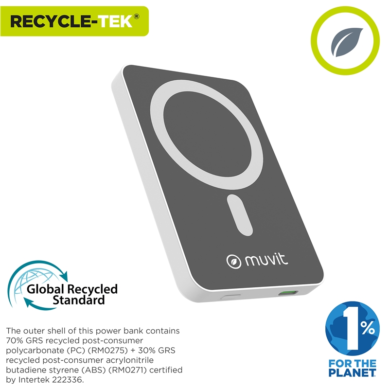 muvit for change power bank 5000 mAh/15W Magsafe + Output   type C white