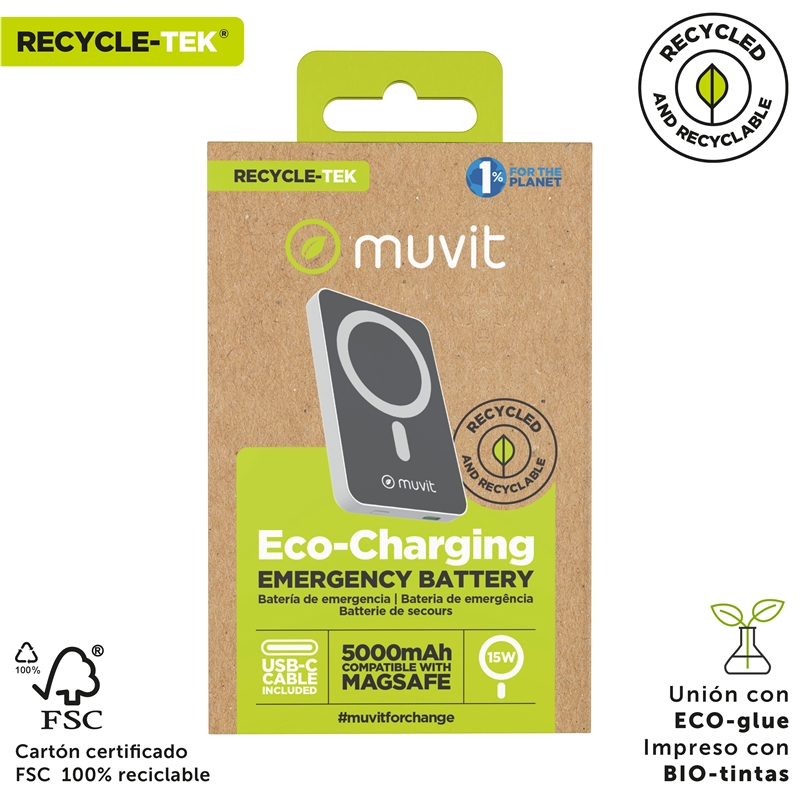 muvit for change power bank 5000 mAh/15W Magsafe + Output   type C white