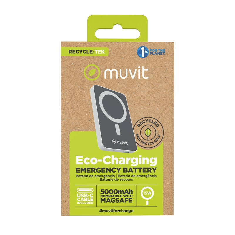 muvit for change power bank 5000 mAh/15W Magsafe + Output   type C white