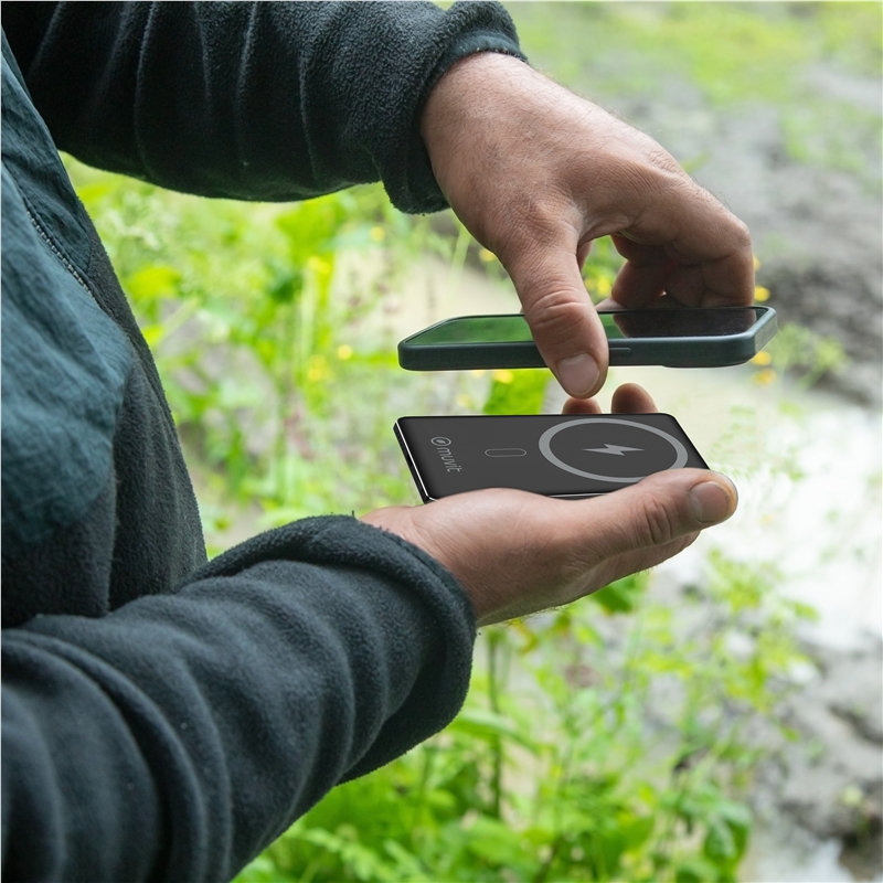 muvit for change power bank Aluminio 5000mAh Magsafe 15W + conector Tipo C PD20W negro