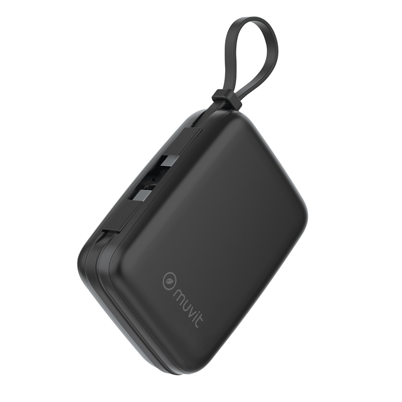 muvit for change power bank 20,000mAh USB-A 22W + USB-C PD65W + 2 USB-C cables (PD65W and PD22W) black