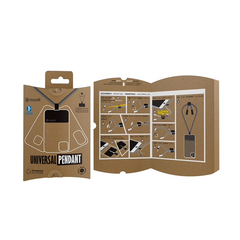 muvit for change universal lanyard compatible with cases black