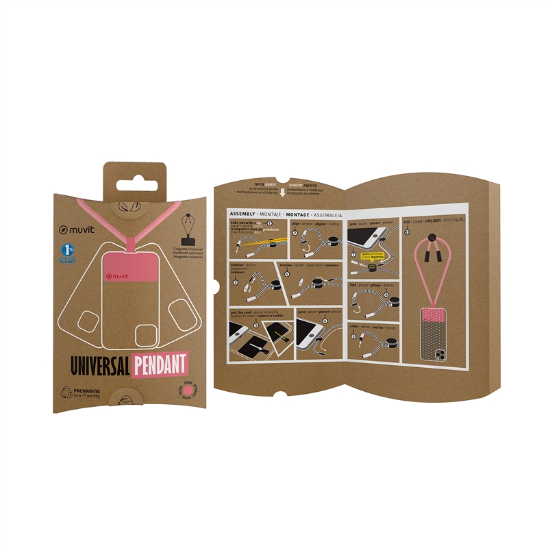 muvit for change universal lanyard compatible with cases pink