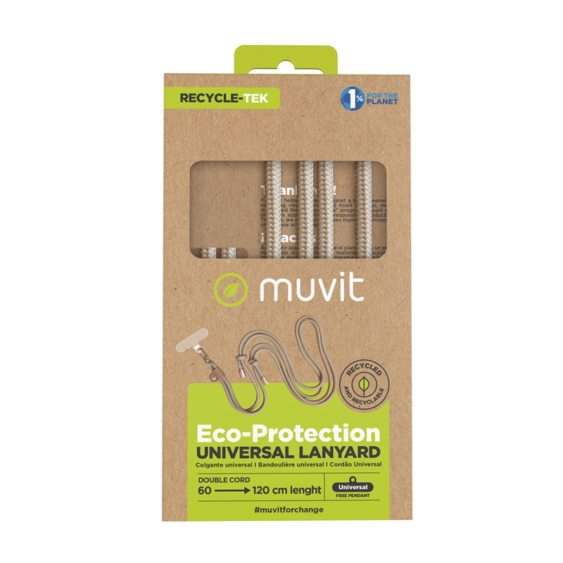 muvit for change universal pendant with transparent holder + double cord in sand colour