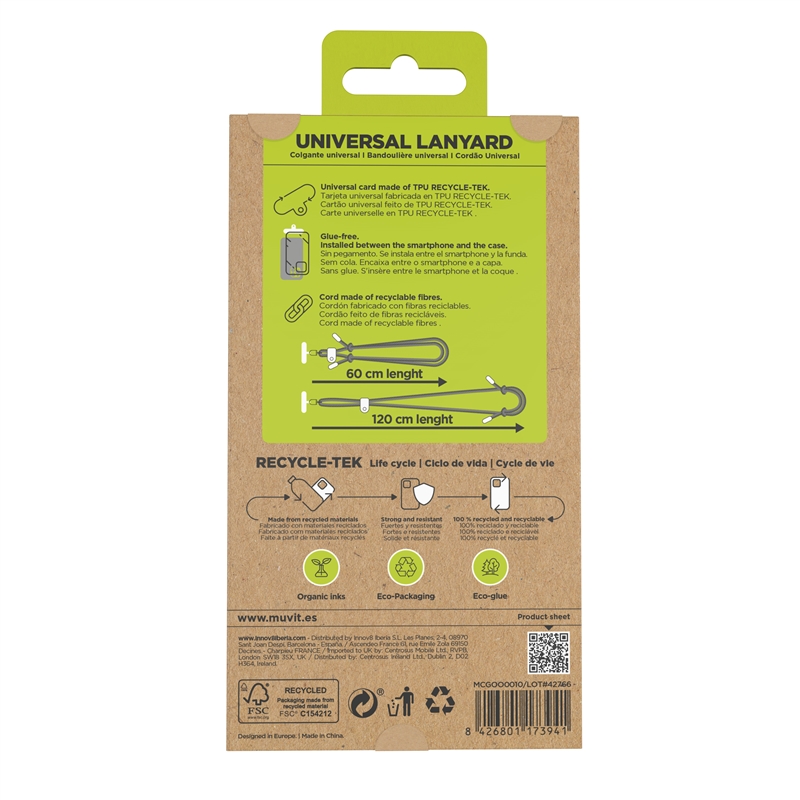 muvit for change universal pendant with transparent holder + double cord in sand colour