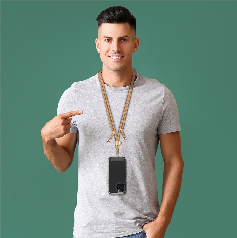 muvit for change universal lanyard with transparent bracket + double cord sand color