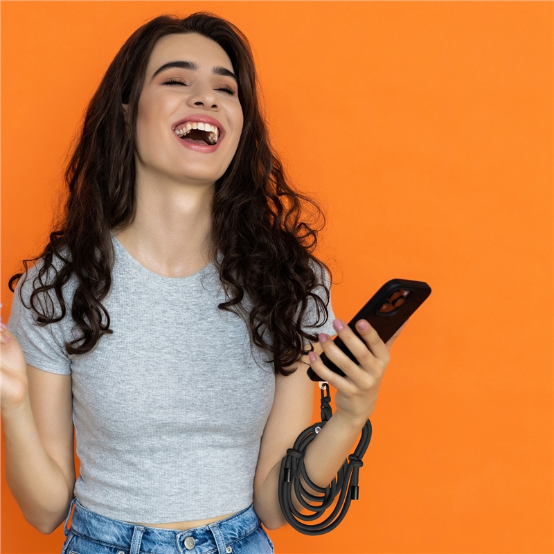 muvit for change universal lanyard with transparent bracket + double cord black colour