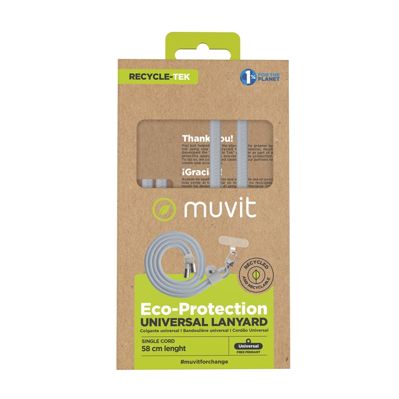 muvit for change universal lanyard with transparent bracket + cord grey colour