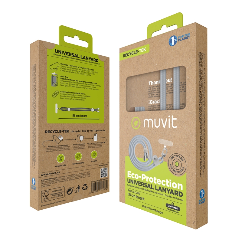 muvit for change universal lanyard with transparent bracket + cord grey colour
