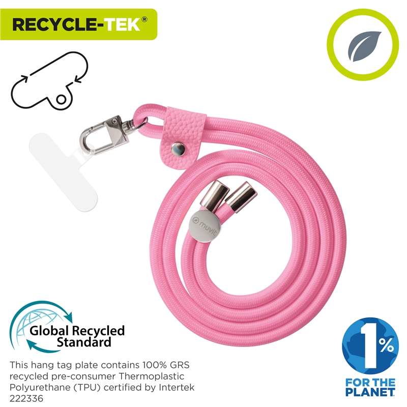 muvit for change universal lanyard with transparent bracket + cord pink colour