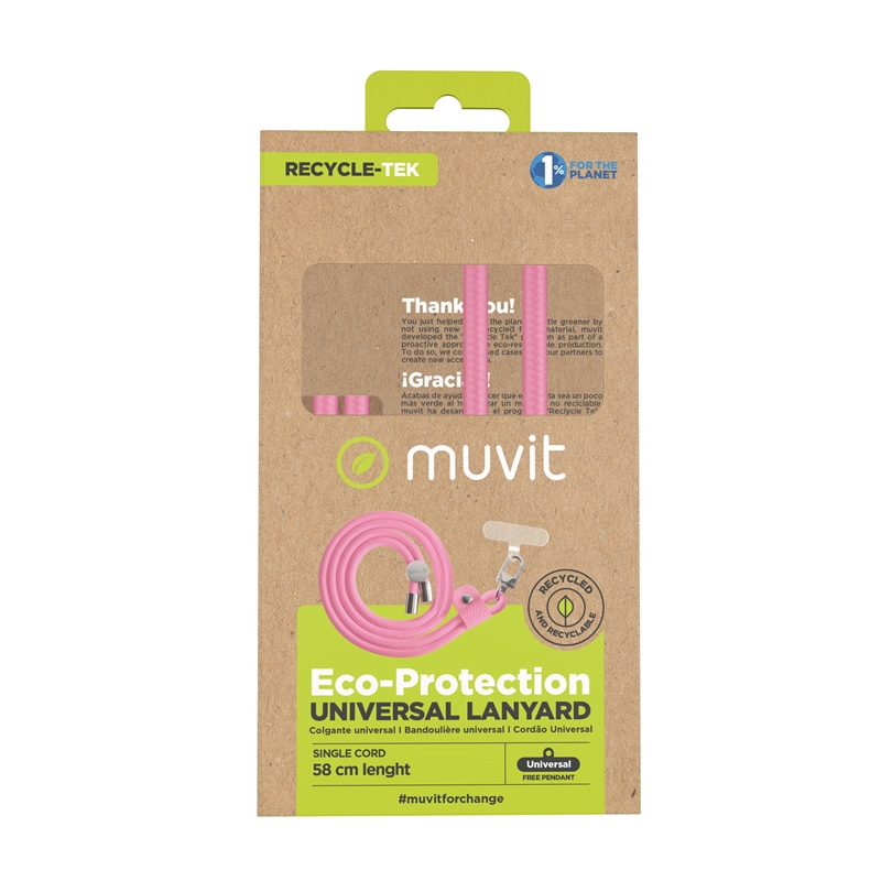 muvit for change universal lanyard with transparent bracket + cord pink colour