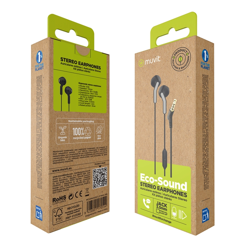 muvit for change Stereo earphones E56 3.5mm black