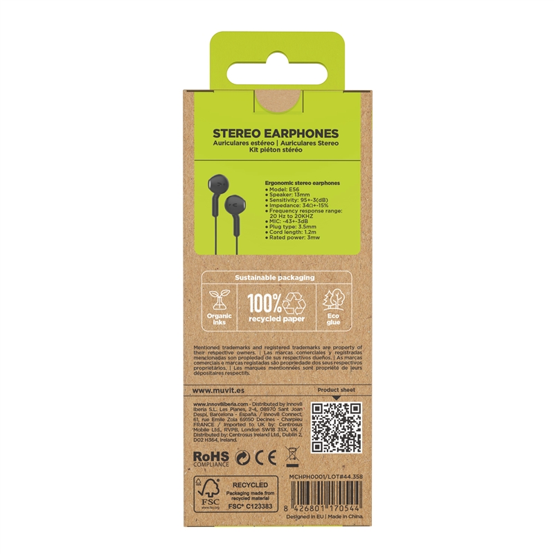 muvit for change Stereo earphones E56 3.5mm black