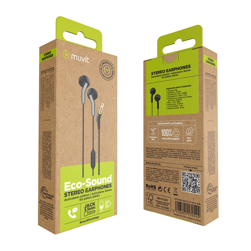 muvit for change Stereo earphones E56 3.5mm black