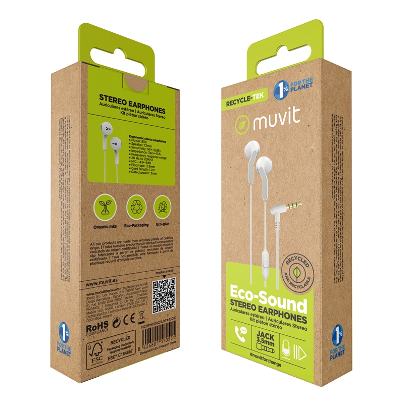 muvit for change Stereo earphones E56 3.5mm white