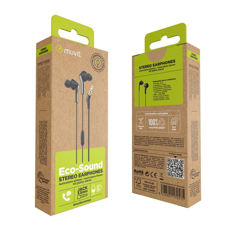 muvit for change Stereo earphones E57 3.5mm black