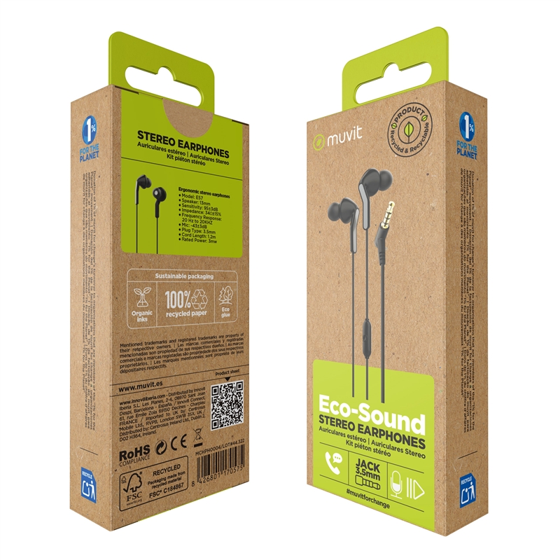 muvit for change Stereo earphones E57 3.5mm black