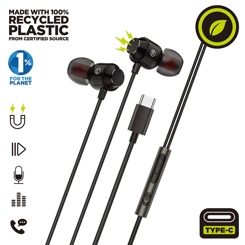 muvit for change Stereo magnetic earphones M32 Type C black
