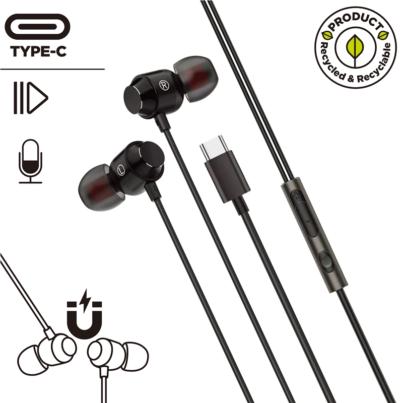muvit for change Stereo magnetic earphones M32 Type C black