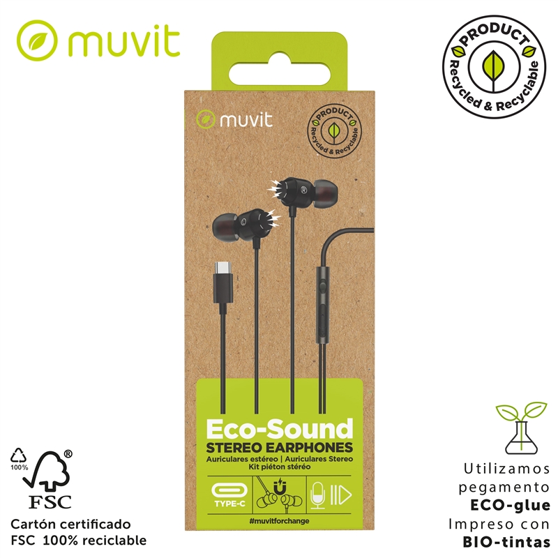 muvit for change Stereo magnetic earphones M32 Type C black