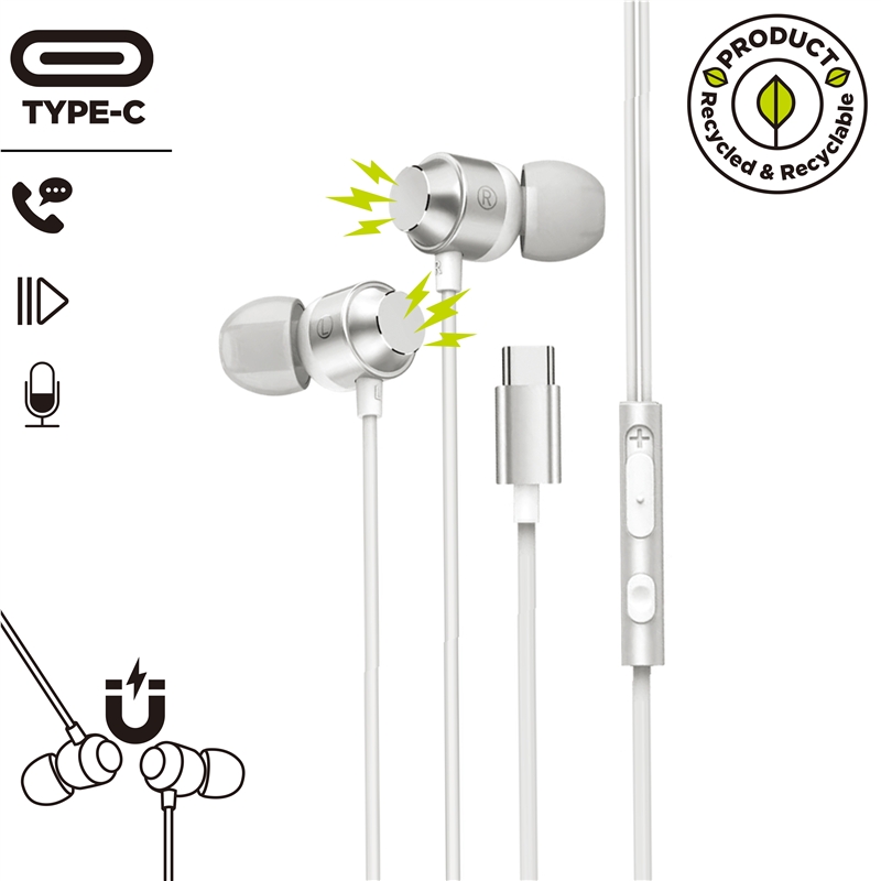 muvit for change Stereo magnetic earphones M32 Type C white