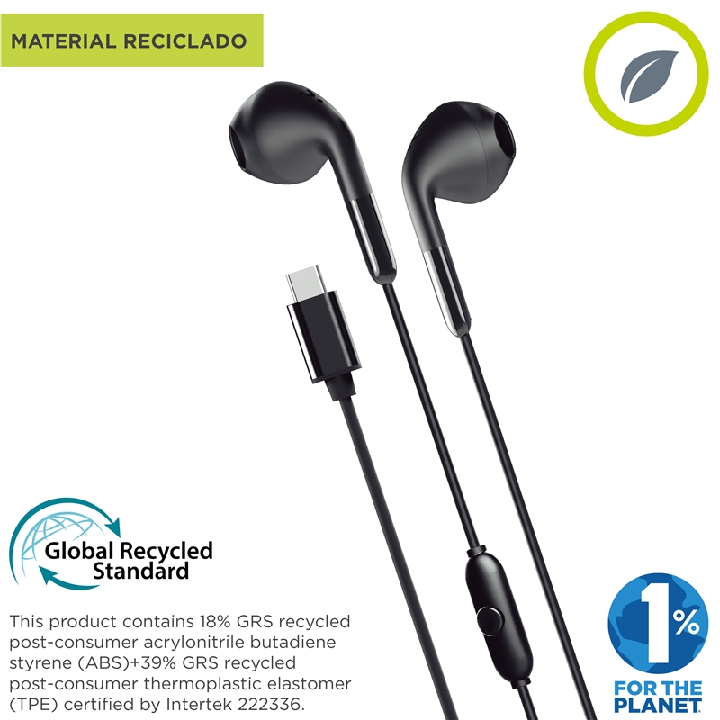 muvit for change stereo earphones E58 Type C black