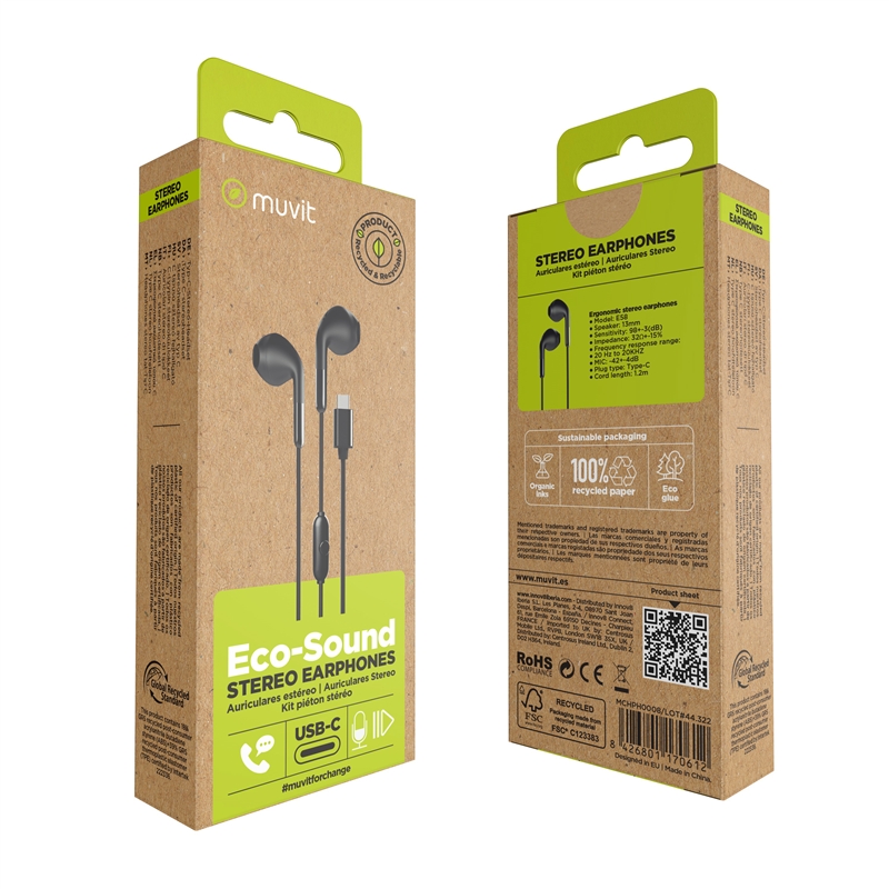 muvit for change stereo earphones E58 Type C black