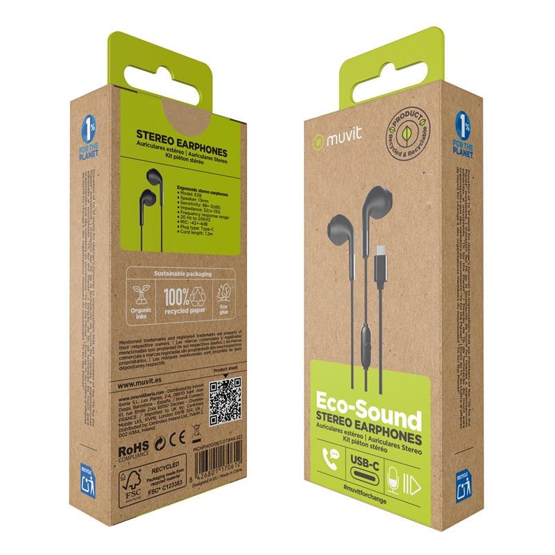 muvit for change stereo earphones E58 Type C black