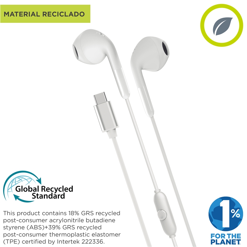 muvit for change stereo earphones E58 Type C white