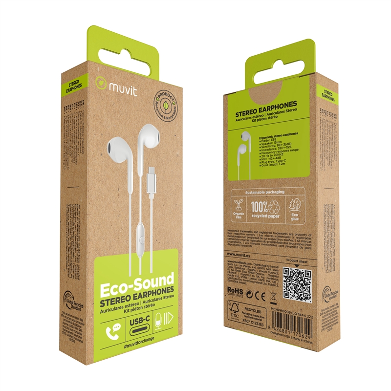 muvit for change stereo earphones E58 Type C white