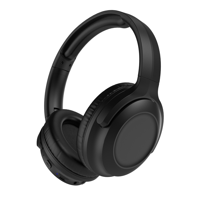 muvit for change foldable ANC stereo headphones with active noise cancellation, adapters and travel pouch black