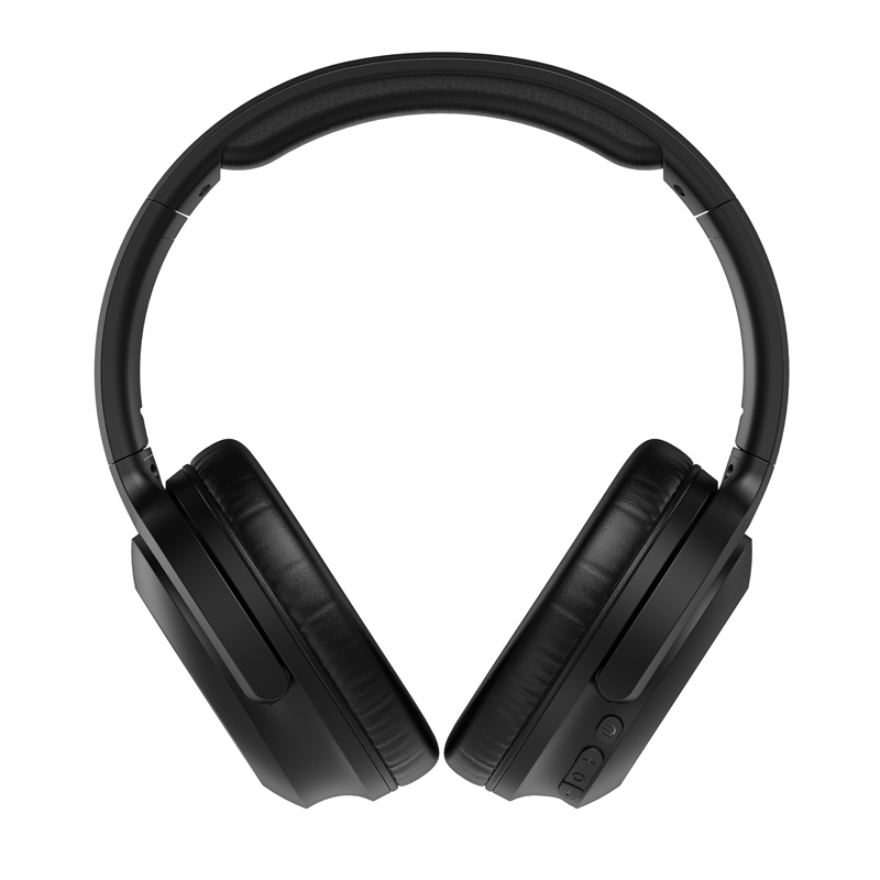 muvit for change foldable ANC stereo headphones with active noise cancellation, adapters and travel pouch black