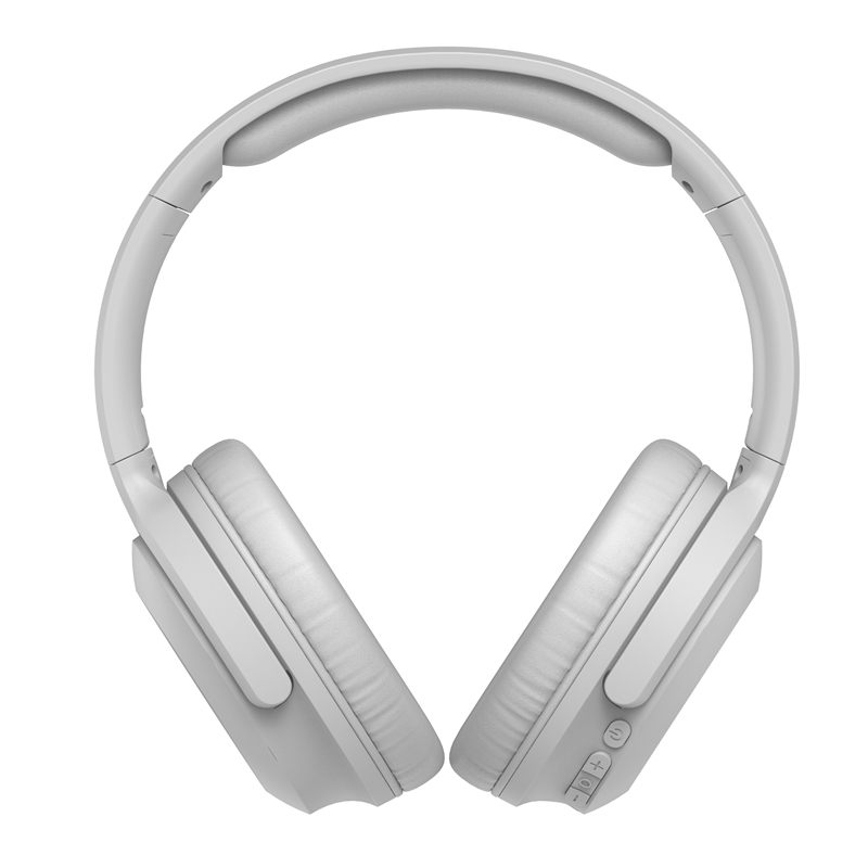 muvit for change foldable ANC stereo headphones with active noise cancellation, adapters and travel pouch white