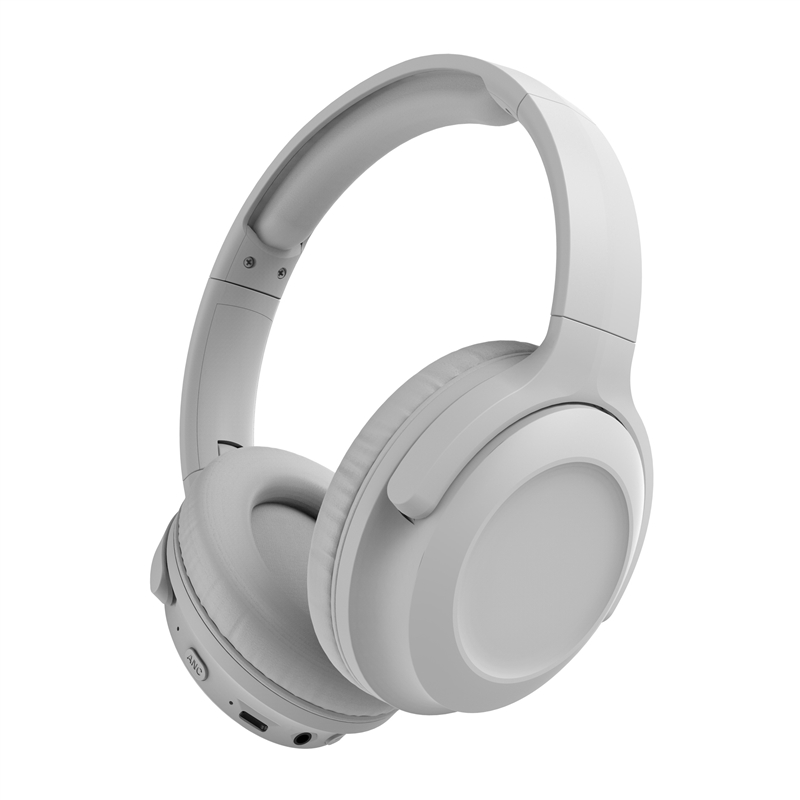 muvit for change foldable ANC stereo headphones with active noise cancellation, adapters and travel pouch white