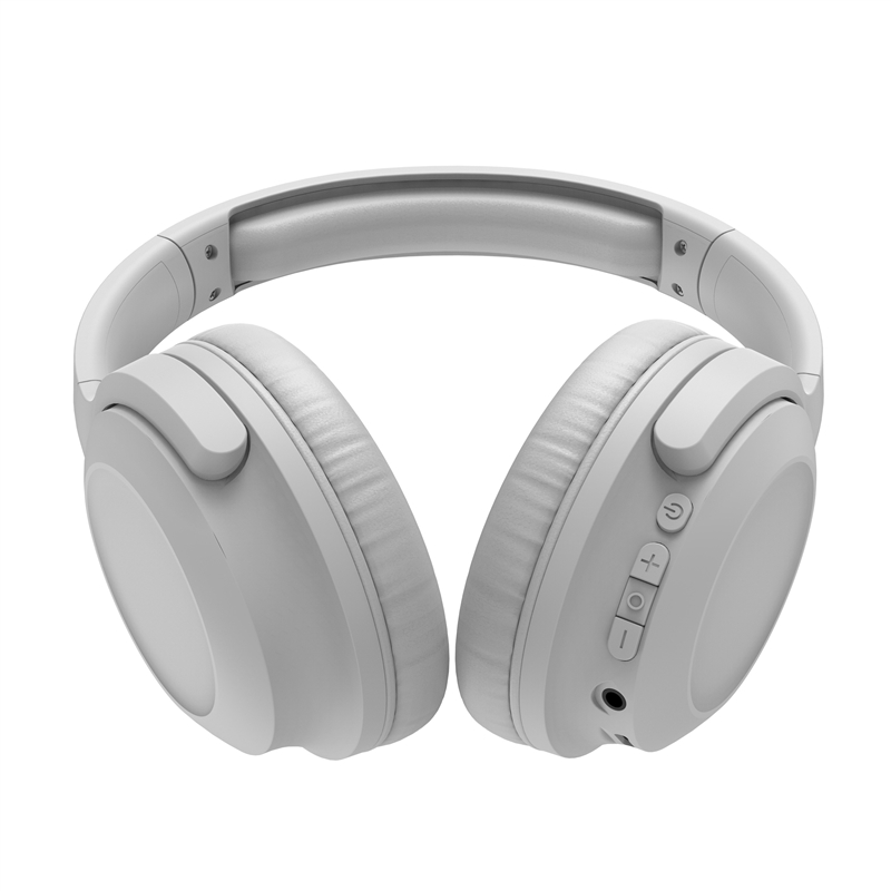 muvit for change foldable ANC stereo headphones with active noise cancellation, adapters and travel pouch white