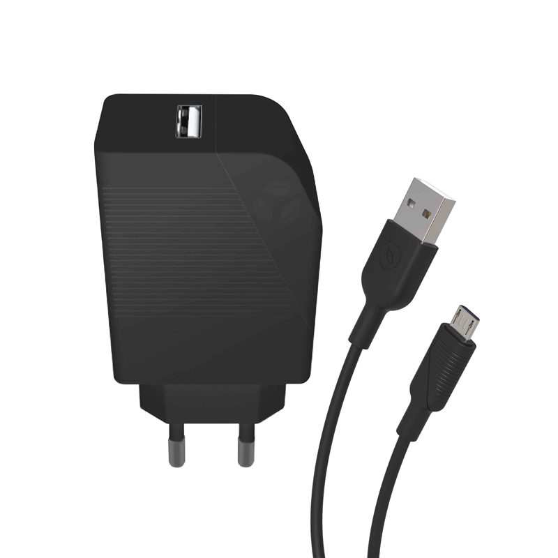 muvit for change Pack USB wall charger 2.4A 12W + micro USB cable 2.4A 1,2m black