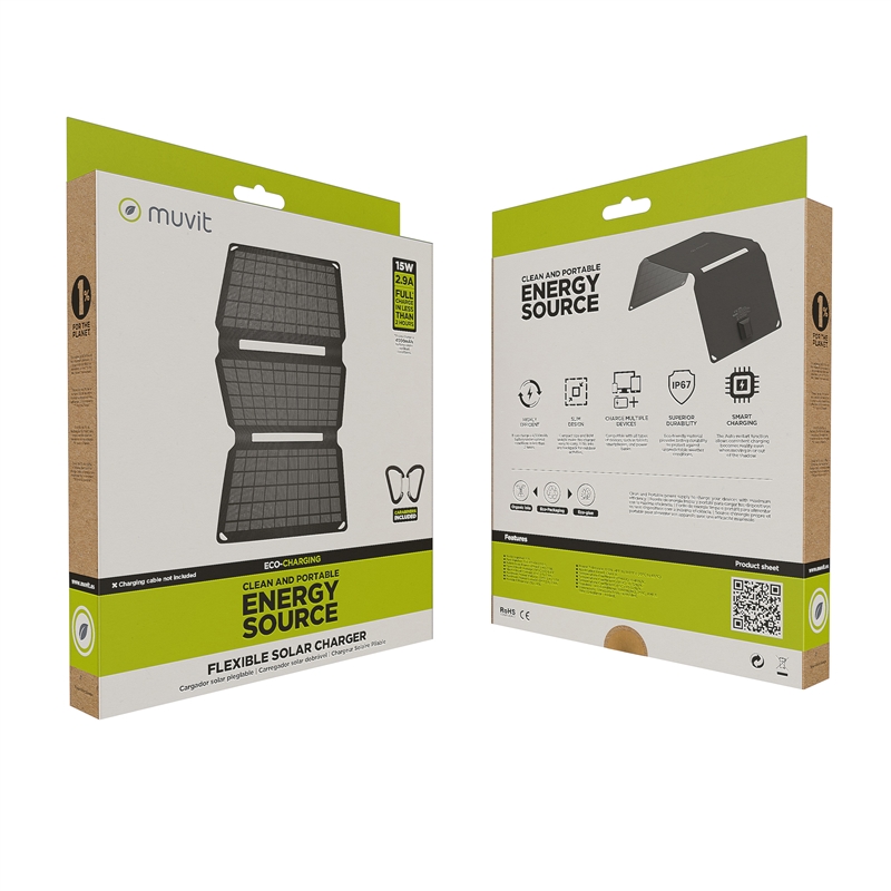muvit for change solar charger 15w black