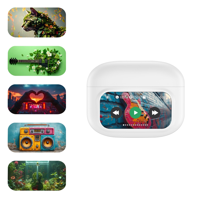 muvit for change auriculares estéreo true wireless con pantalla ANC+ENC blancos