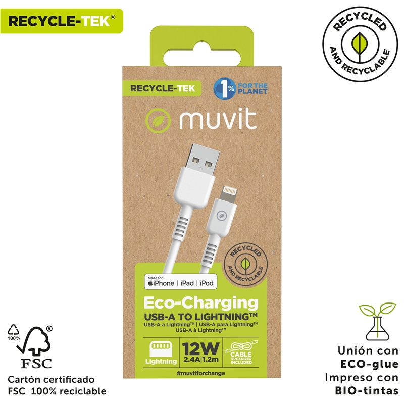 muvit for change USB to Lightning MFI cable 2,4A/12W 1,2m white