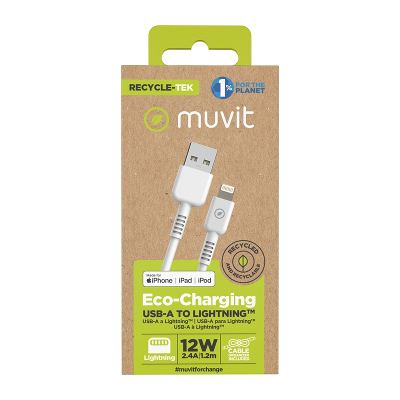 muvit for change USB to Lightning MFI cable 2,4A/12W 1,2m white