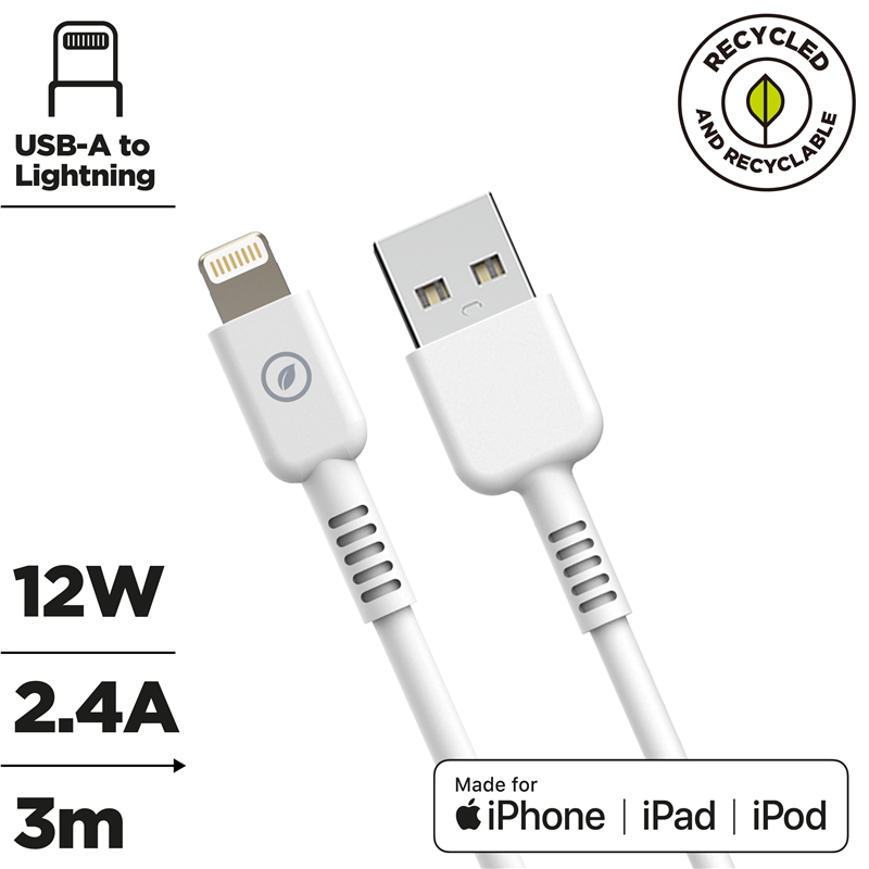 muvit for change USB to Lightning MFI cable 2,4A/12W 3m white