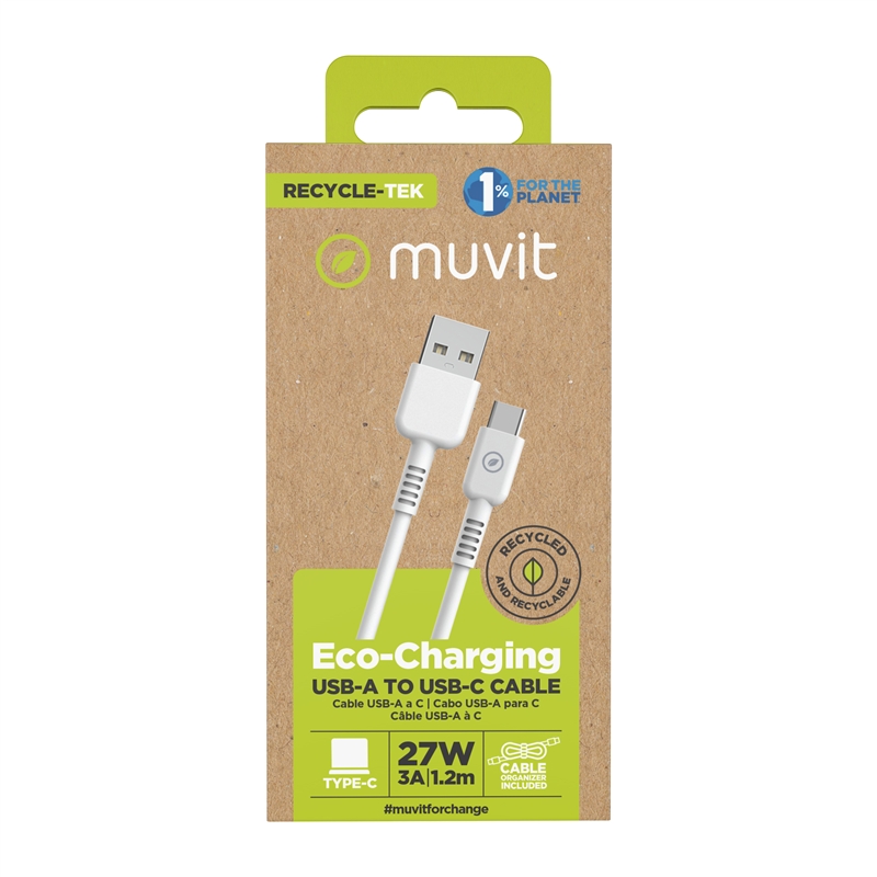 muvit for change USB to Type C cable 3A/60W 1.2m white