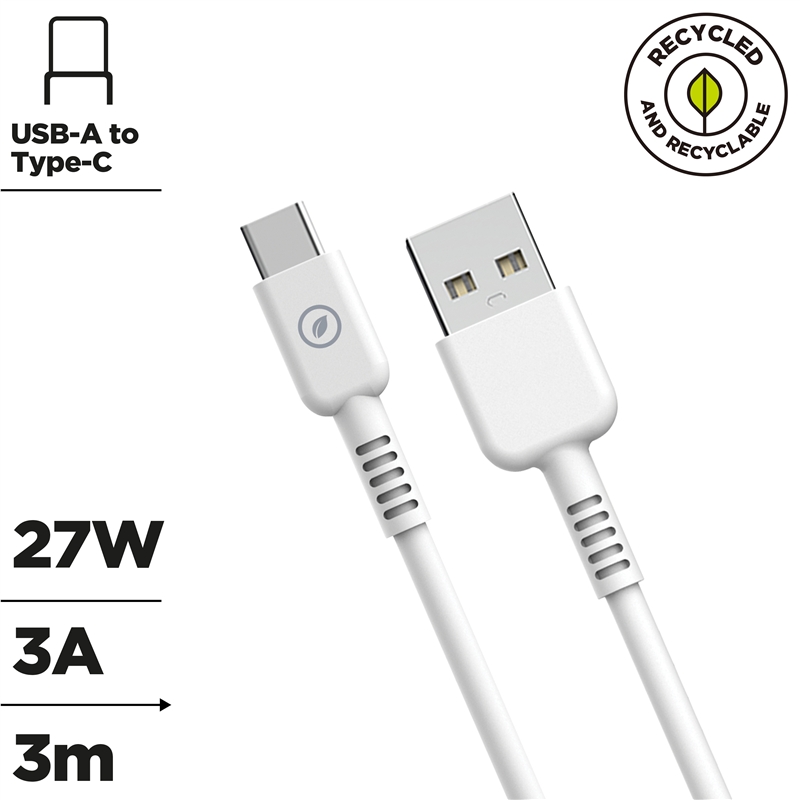 muvit for change USB to Type C/60W 3A 3m cable white