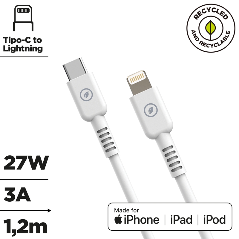 muvit for change Type C to Lightning MFI cable 3A/27W 1,2m  white