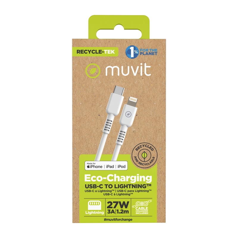 muvit for change Type C to Lightning MFI cable 3A/27W 1,2m  white