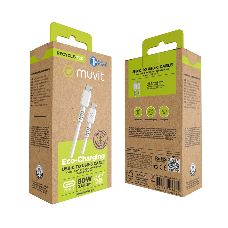 muvit for change Type C to Type C cable 3A/60W 1.2m white