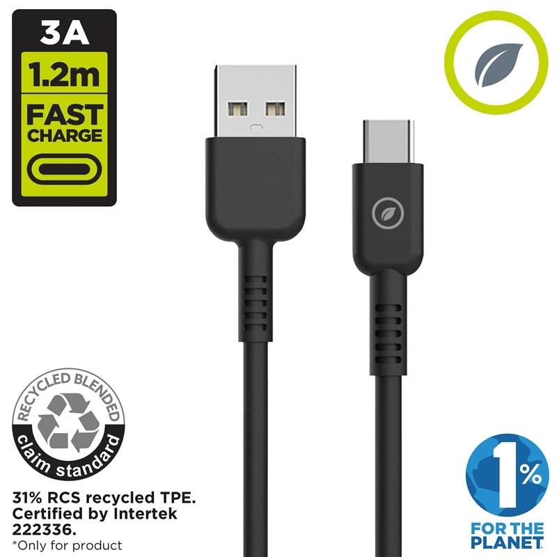 muvit for change USB to Type C cable 3A/60W 1.2m black