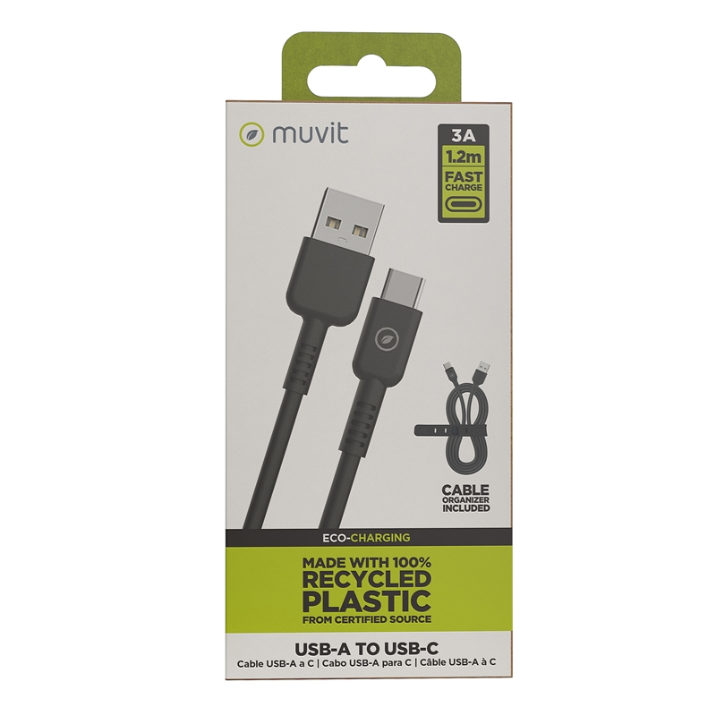 muvit for change USB to Type C cable 3A/60W 1.2m black