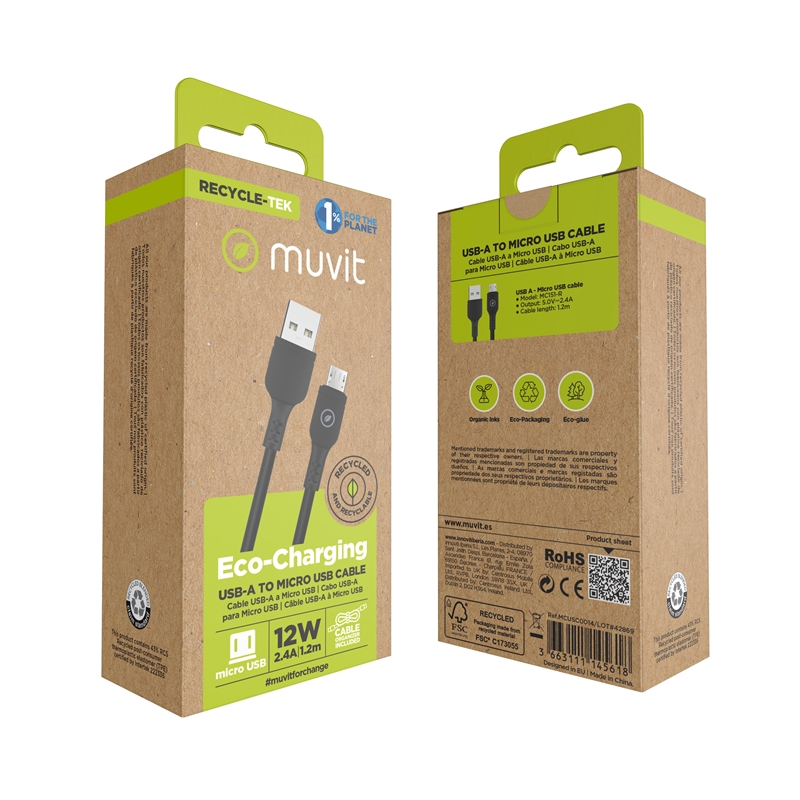 muvit for change USB to Micro USB cable 2,4A/10W 1,2m black